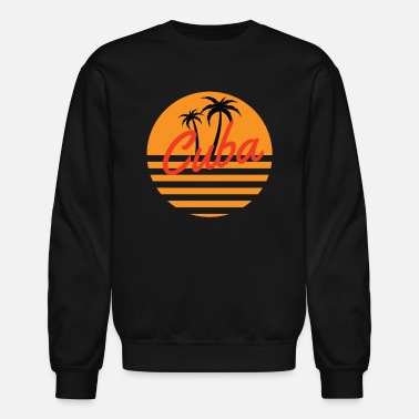 Cuba Palm Tree Sunset Kids Crew Neck Long Sleeve Shirt Tee for Toddlers