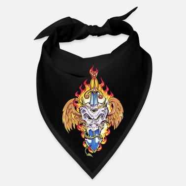 Fight skull with sword and fire and wings - Bandana