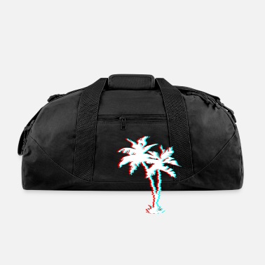 Glitch Aesthetic Vaporwave Palm Tree Mens Ladys Shoulder Packet Outdoor Travel Bag 