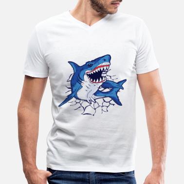 Angry Blue Shark Teething Mens T-Shirt 