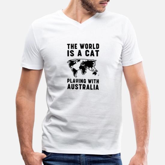 The World Is A Cat Playing With Australia Men S V Neck T Shirt Spreadshirt