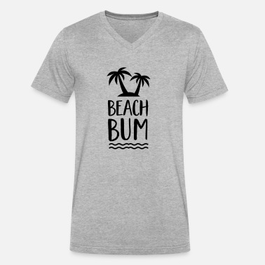Comical Shirt Ladies Smile Palm Trees Graphic Tee Beach Bum Ocean Triblend V-Neck 
