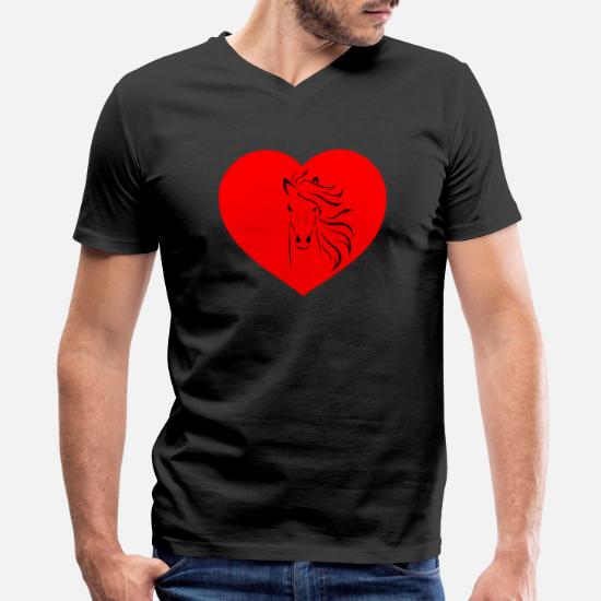 I Love Heart Horses V-Neck T-Shirt 