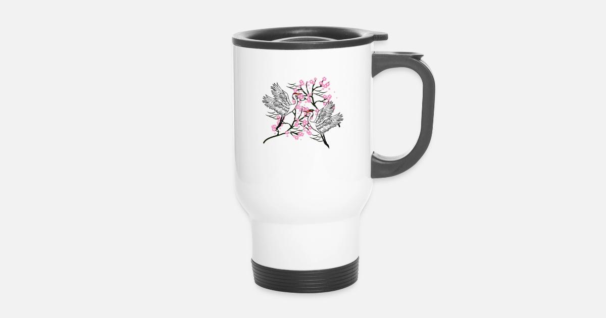 Crane Cherry Blossom Japanese Traditional Gift Travel Mug Spreadshirt