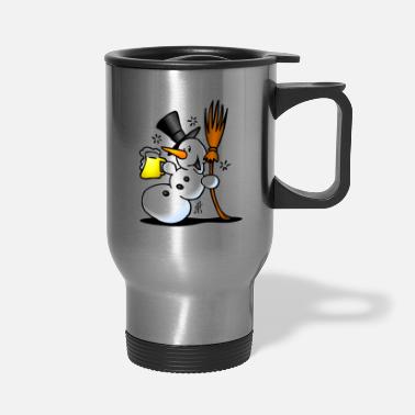 Drunk Snowman drinking - Travel Mug