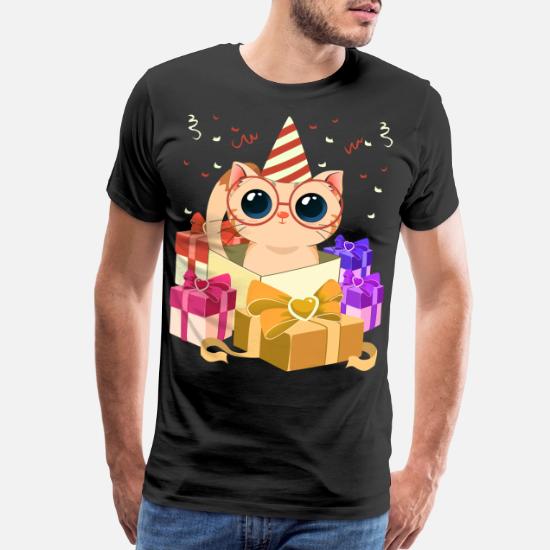 Funny Cat With Party Hat Birthday Gift Idea Men S Premium T Shirt Spreadshirt