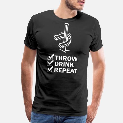 Throw Drink Repeat Horseshoe Pitching Ringer Men s Premium T Shirt 