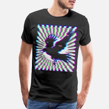 Rising Sun Retro Raven Rising Sun Flag Vaporwave Black Crow - Men’s Premium T-Shirt
