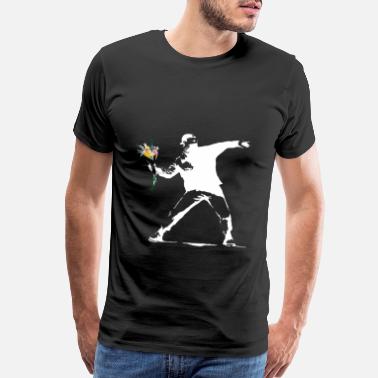 Peace Flower Thrower White - Unofficial Banksy - Men’s Premium T-Shirt