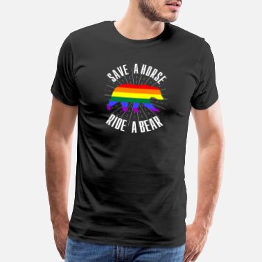 Gay Save A Horse Bear LGBT Rainbow Flag Gay Pride Fun - Men’s Premium T-Shirt