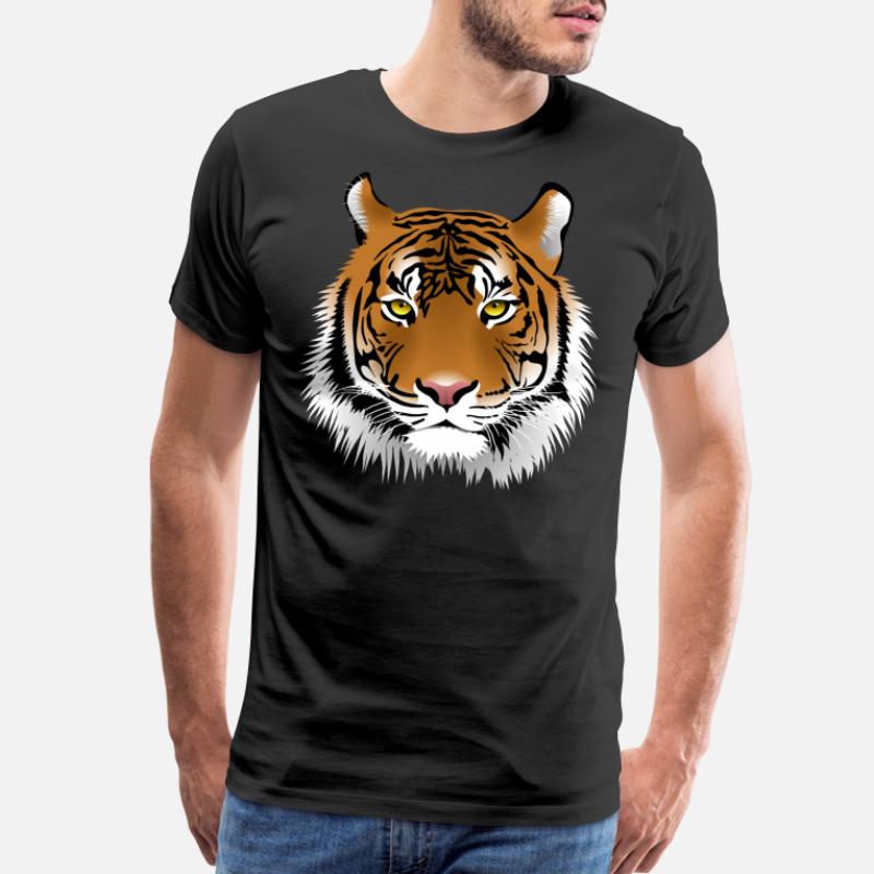 Tiger And Shark Roar Mens Short Sleeve New Cotton Black T-shirt 