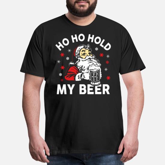Ho Ho Hold My Beer Shirt Santa Christmas Funny Santa Claus Vintage Men's T-Shirt 