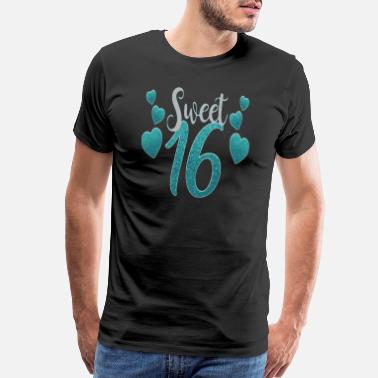 Herren Unisex Kurzarm T-Shirt Happy sweet 16 süße glücklich Geburtstag birthday 