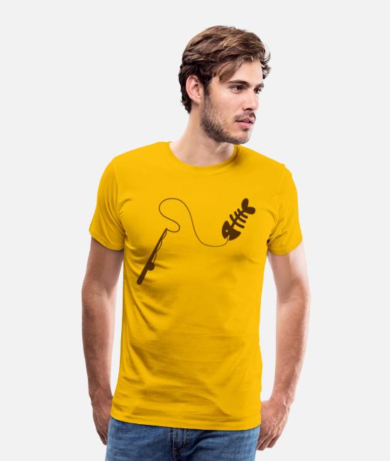 New Fishing Rod With Fish Bones Men S Premium T Shirt Spreadshirt
