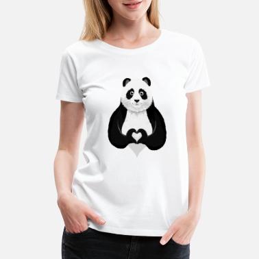 Valentine's Day Panda - Heart Hand Gesture - Women&#39;s Premium T-Shirt