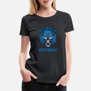 Funny Vintage Lion Face Head Detroit Gifts T-Shirt 