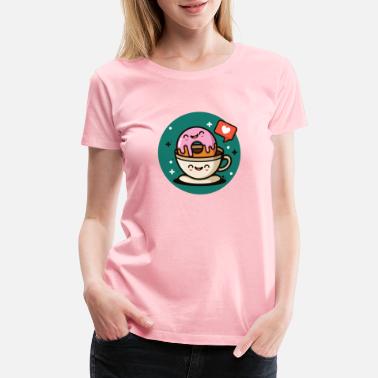 Valentine's Day Happy Donut Coffe Love Shirt - Women&#39;s Premium T-Shirt
