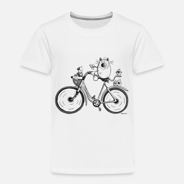 Animals Cat And Bird rides a bike - Cartoon - Gift - Funny - Toddler Premium T-Shirt