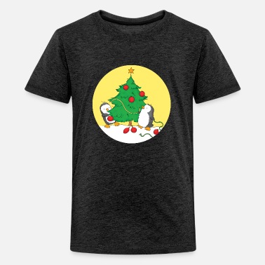 Christmas Penguins decorating Christmas Tree - Kids&#39; Premium T-Shirt