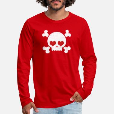Valentine's Day Skull Heart Valentines Day Pirate Flag - Men&#39;s Premium Longsleeve Shirt
