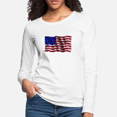 Velocitee Ladies Long Sleeve T-Shirt USA America Diamond Shape Flag W19216