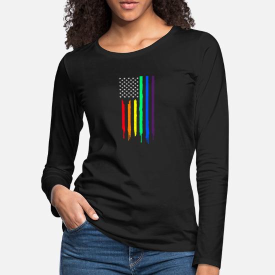 Pride Rainbow Flag Long Sleeve T-Shirt LGBT Tolerance Equality Queer Parade Tee 