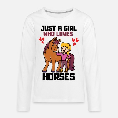 Cowboy Just a Girl Who Loves Horses Gift for Horse Lover - Kids&#39; Premium Longsleeve Shirt