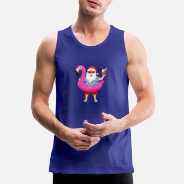 Christmas Santa Claus on Christmas Vacation With a Pink - Men&#39;s Premium Tank Top