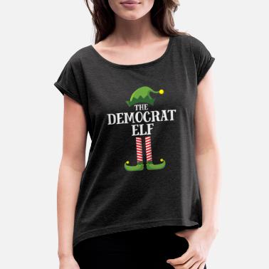 Democrat Elf Matching Family Group Christmas Party - Women&#39;s Rolled Sleeve T-Shirt