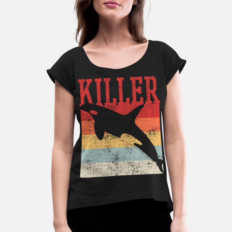 Orcas Make Me Happy Killer Whale Mens Short Sleeve Cotton Black T-shirt
