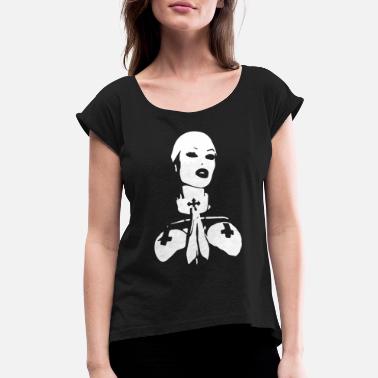 Creepy The White Nun - Women&#39;s Rolled Sleeve T-Shirt