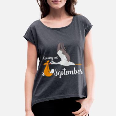 Stork Stork baby comes pregnant in September - Women&#39;s Rolled Sleeve T-Shirt