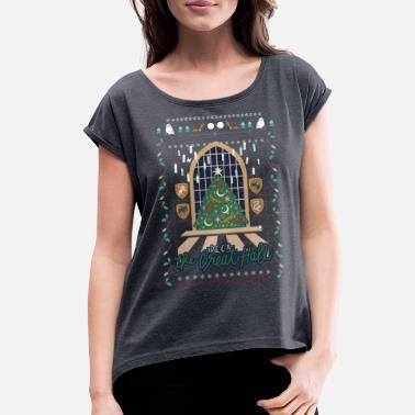 Harry Potter Deck The Great Hall Ugly Xmas - Women&#39;s Rolled Sleeve T-Shirt