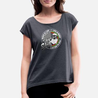 Skingirl Ska Music is Life Punk Reggae - Women&#39;s Rolled Sleeve T-Shirt