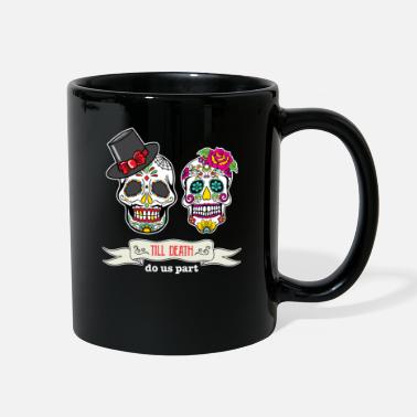 Til Death do us Part 11oz Coffee Mug Sugar Skull White Mug Red Inside and Handle 