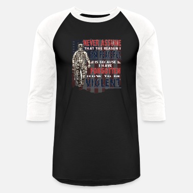 Never Assume - Unisex Baseball T-Shirt