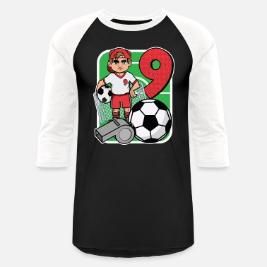 Soccer Player 9th Birthday Party 9 Years Old Boys - Unisex Baseball T-Shirt