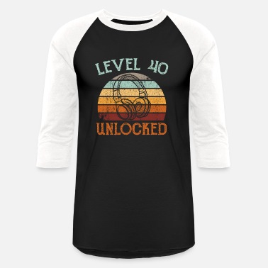Level 40th Birthday Gaming Video Gamer Level 40 Unlocked - Unisex Baseball T-Shirt