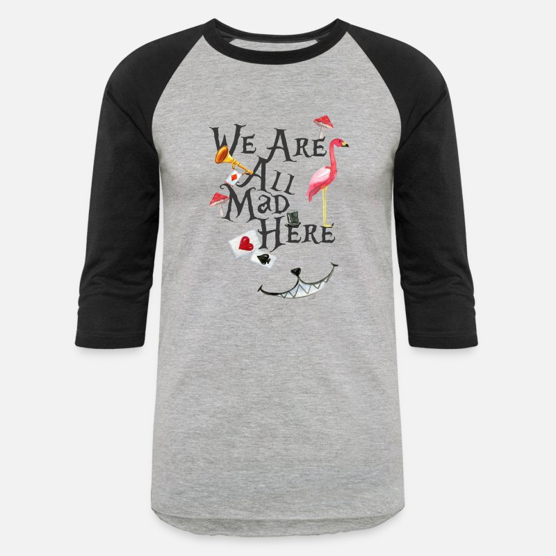 Official Women's Charcoal Marl Alice In Wonderland We're All Mad Here Fitted T-S