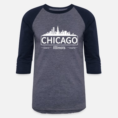 Cityscape Chicago Illinois Skyline, Travel to Chicago - Unisex Baseball T-Shirt