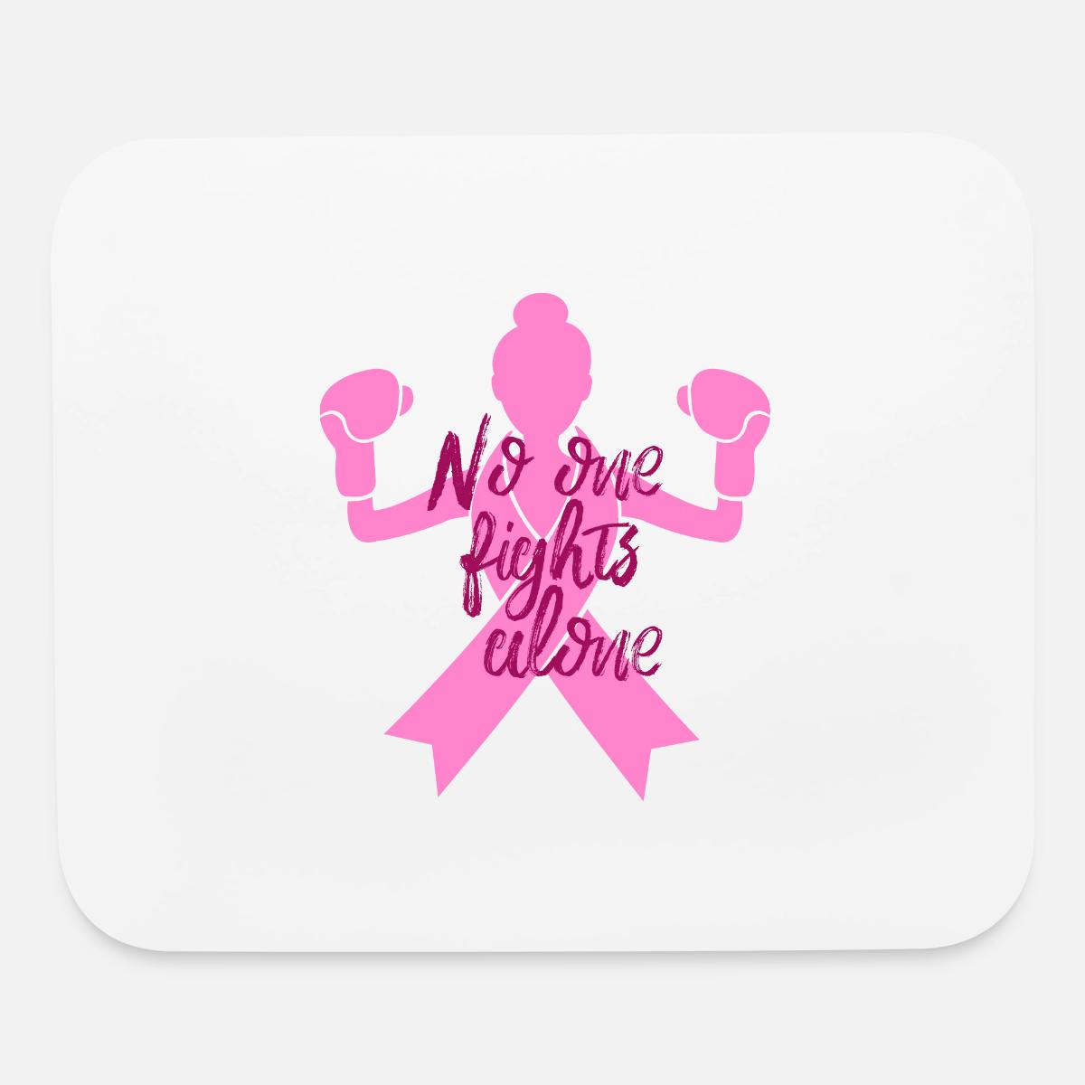 No One Fights Alone Breast Cancer Awareness Mouse Pad Horizontal White