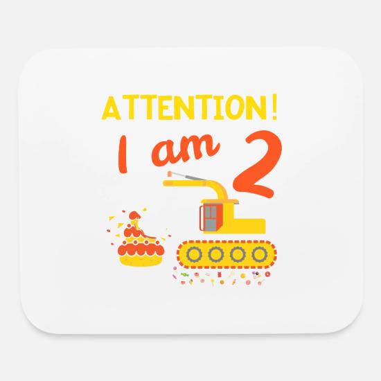 Grue De Construction D Excavatrice Gateau D Anniversaire De 2 Ans Tapis De Souris Spreadshirt
