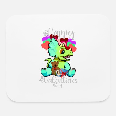 Dino Happy Valentines day Triceratops #6 - Mouse Pad