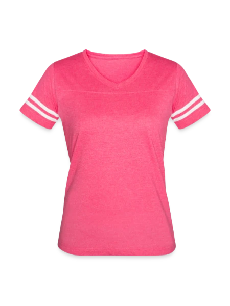 Women's V-Neck Football Tee - vintage pink/white - Front