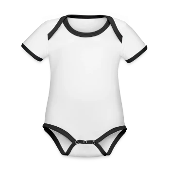 Organic Contrast SS Baby Bodysuit - white/black - Front