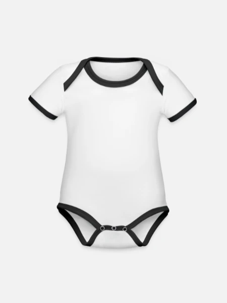 Organic Contrast SS Baby Bodysuit - white/black - Front