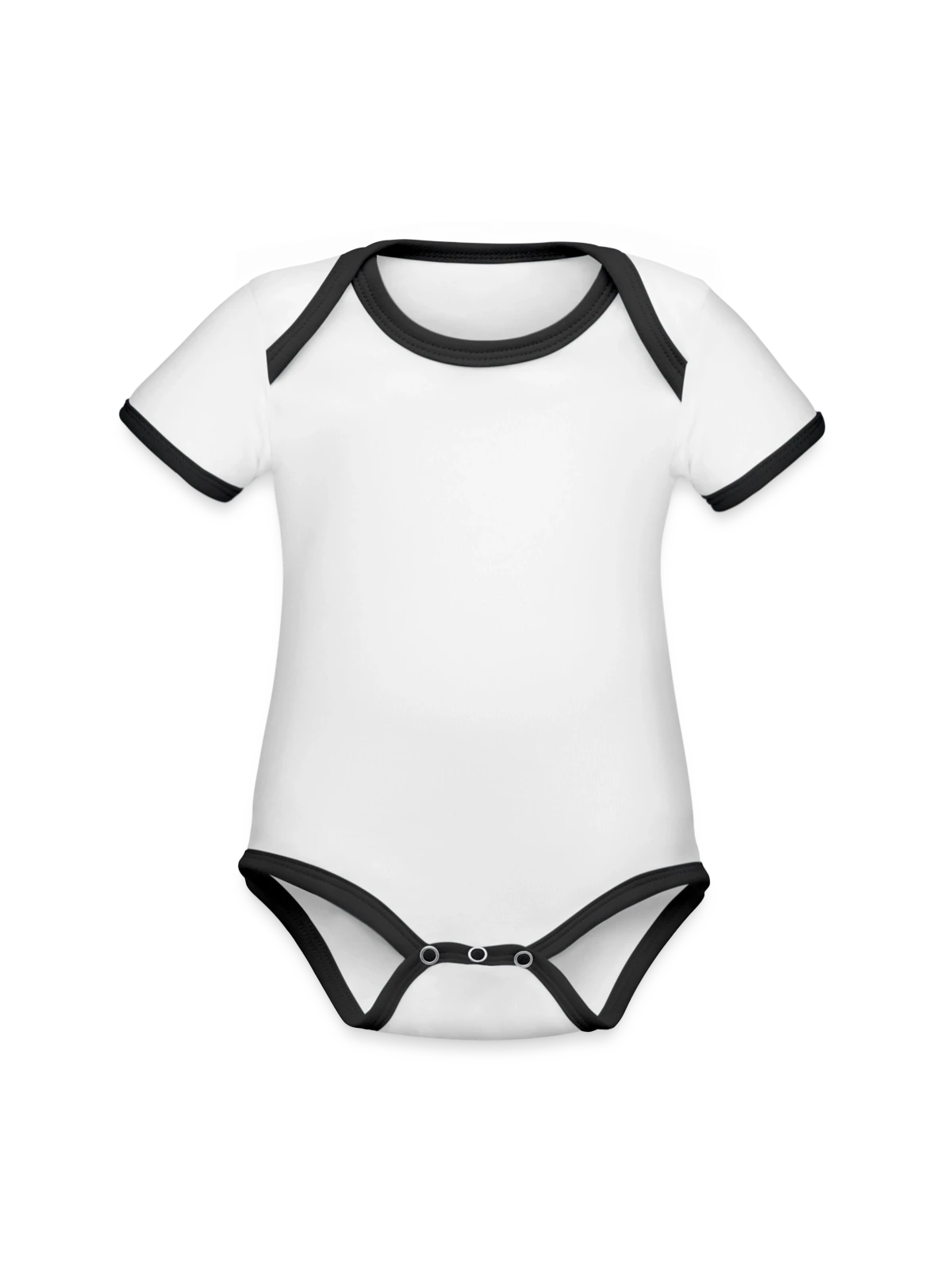 Organic Contrast SS Baby Bodysuit - white/black - Front