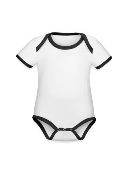 Organic Contrast SS Baby Bodysuit - white/black - Front