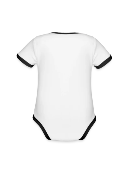 Organic Contrast SS Baby Bodysuit - white/black - Back