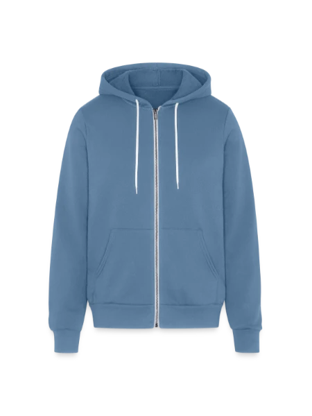 Unisex Full Zip Hoodie - steel blue - Front
